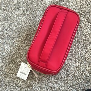 J. Crew Red Nylon Cosmetic Travel Case NEW